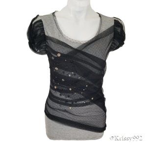 White House Black Market Meshes of Diamonds Tee